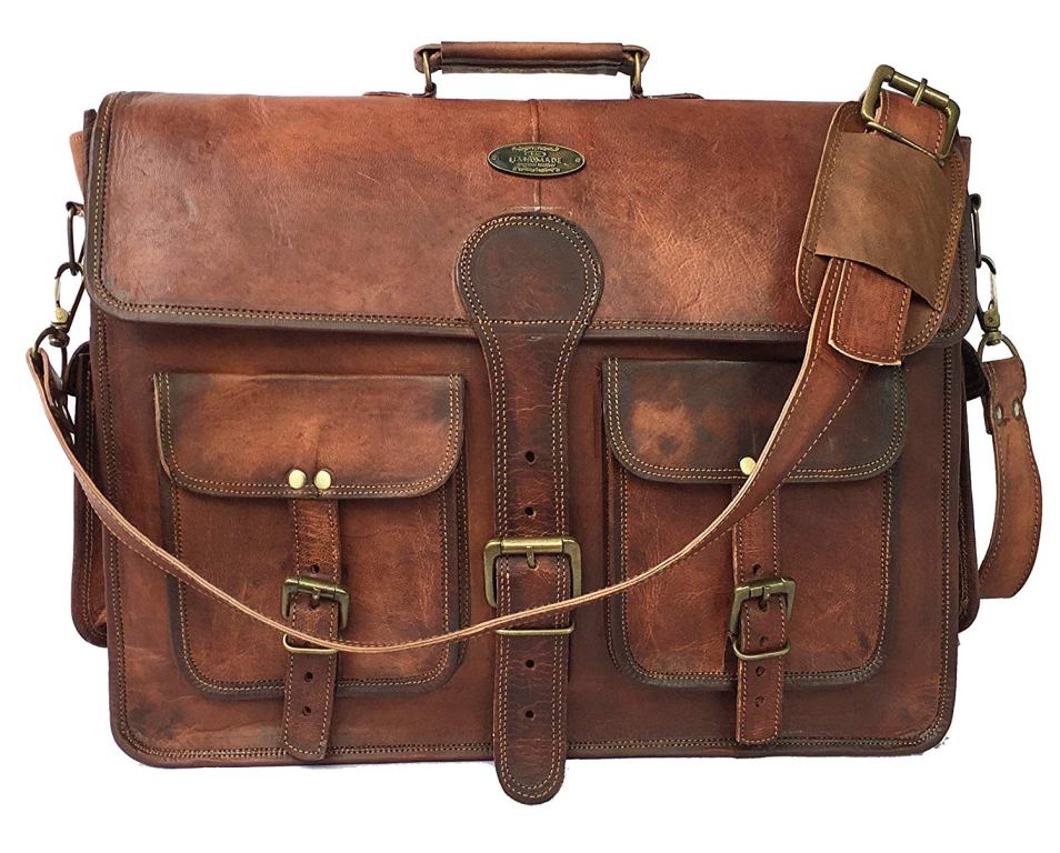 18 Inch Vintage Handmade Leather Messenger Bag for Laptop - Celestes ...